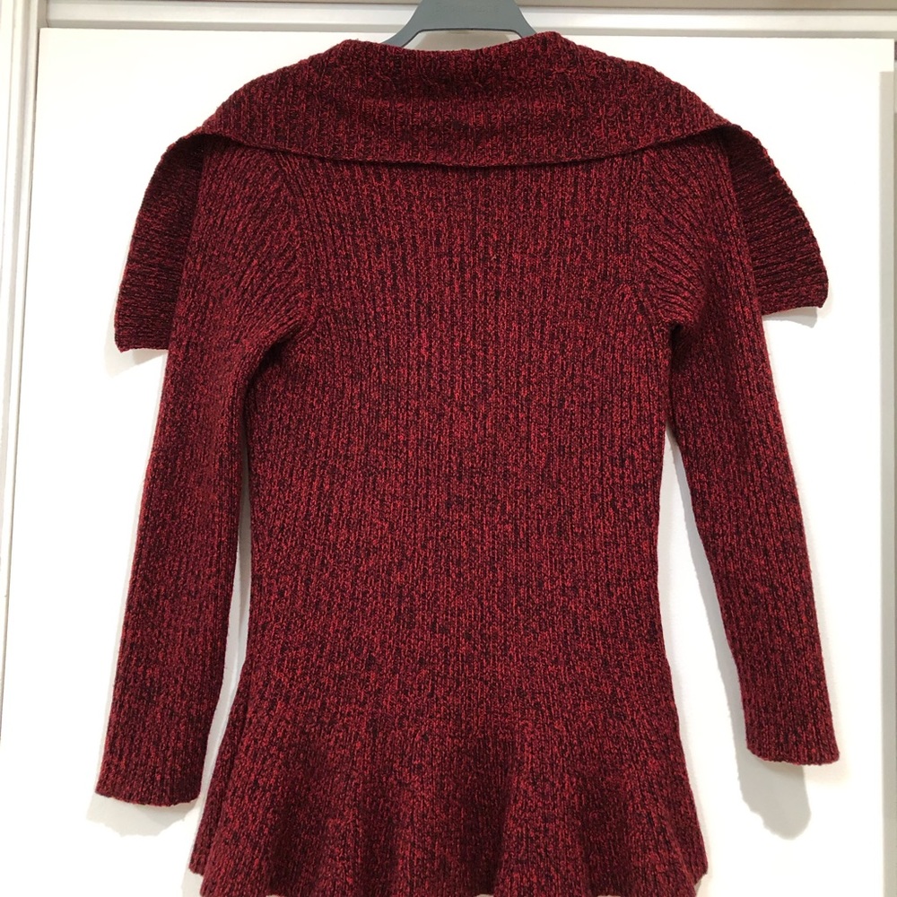 Alexander McQueen peplum marled soft Red Wool Cardigan sweater - Picture 5 of 13